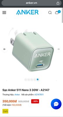 Bán sạc Anker A2147 30w chính hãng mới 100%