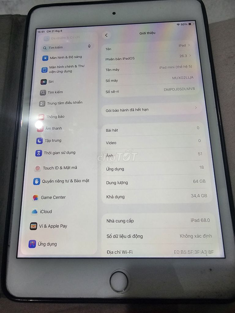 Apple iPad mini 5 64GB Trắng. Mua bán Máy tính bảng tại Huyện Đức Hòa Long An được đăng bởi Vu Tran hình 1