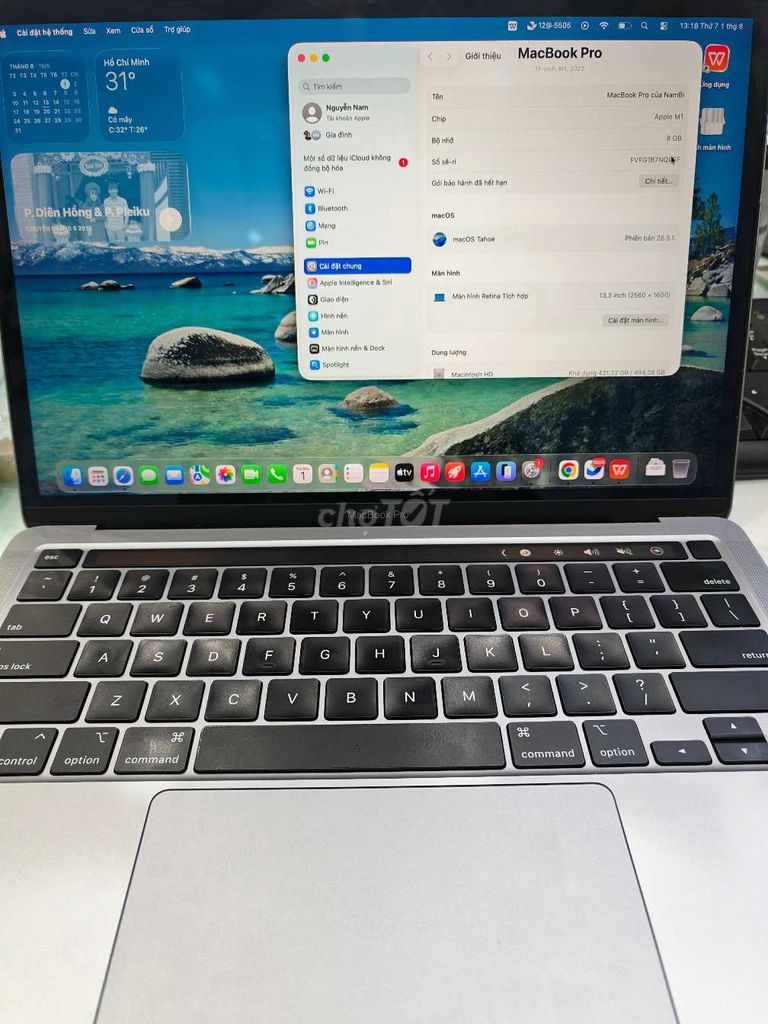 Apple MacBook Pro M1 Retina 8GB/512GB Xám. Mua bán Laptop tại Quận 4 Tp Hồ Chí Minh được đăng bởi Nam Bi hình 1