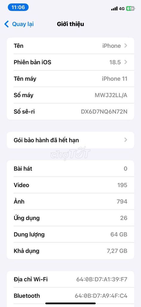 Apple iPhone 11 64GB. Mua bán Điện thoại tại Thị Xã Buôn Hồ Đắk Lắk được đăng bởi Anh Tâm hình 1