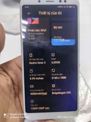 Thanh lý Redmi note 5 pro. Mua bán Điện thoại tại Huyện Xuyên Mộc Bà Rịa - Vũng Tàu được đăng bởi Tuyến đồ cũ