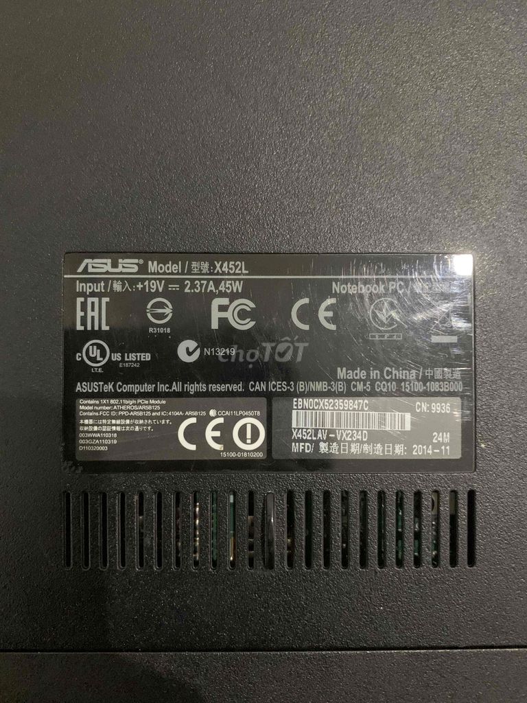 Asus X452L i5-4210U 4GB/500GB Đen. Mua bán Laptop tại Quận Hoàng Mai Hà Nội được đăng bởi Thuy Ha Pham hình 1
