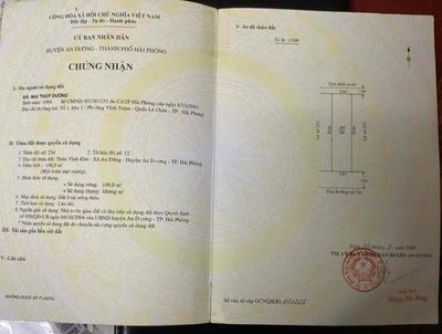 Đất 100m2 ngang 5m MT đường 7m Vĩnh Khê, An Đồng 2,8 tỷ. Mua bán đất tại Huyện An Dương Hải Phòng được đăng bởi Nguyễn Văn Thành