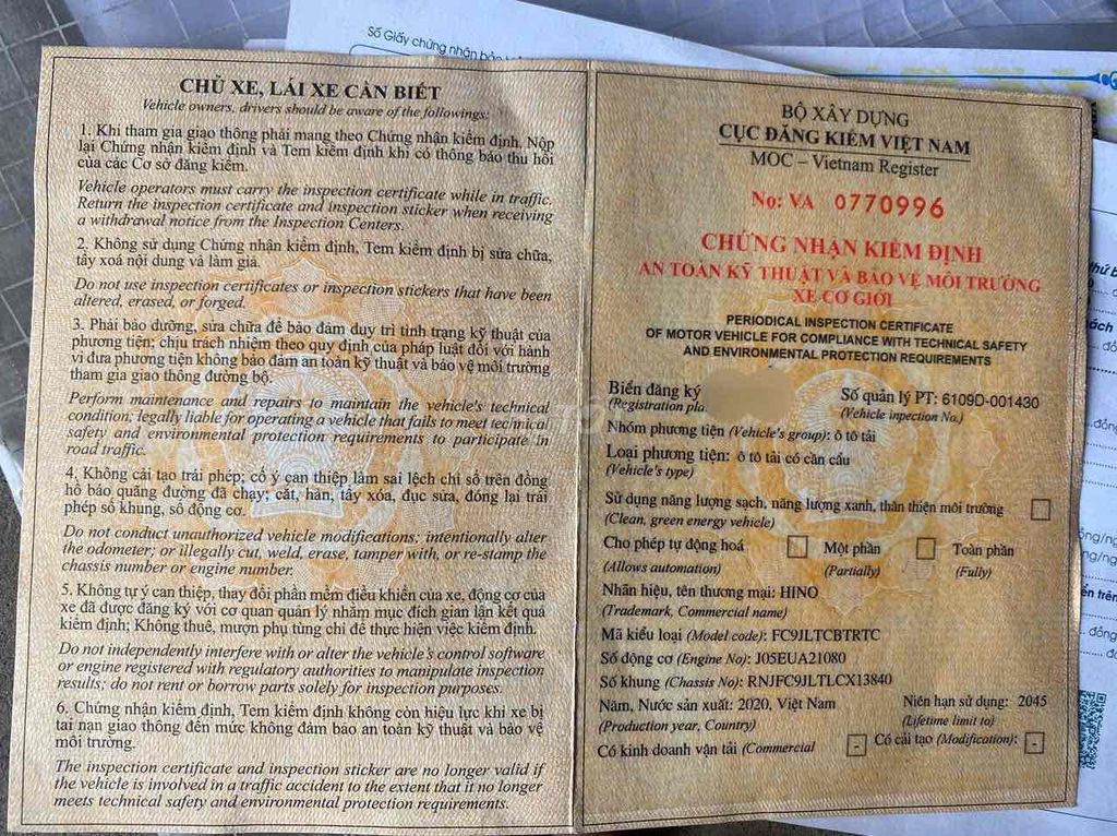 Hino Fc cẩu Xe một chủ mua mới  Sx 2020  Tải 5.5 t. Mua bán Xe tải, xe ben tại Thành phố Thuận An Bình Dương được đăng bởi Phung Truong hình 18