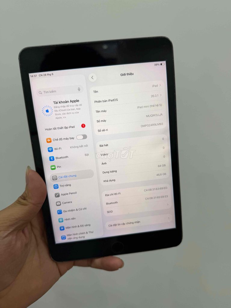 Apple iPad mini 5 Wifi 64GB Xám. Mua bán Máy tính bảng tại Quận Đống Đa Hà Nội được đăng bởi Ng Hoang Anh hình 1