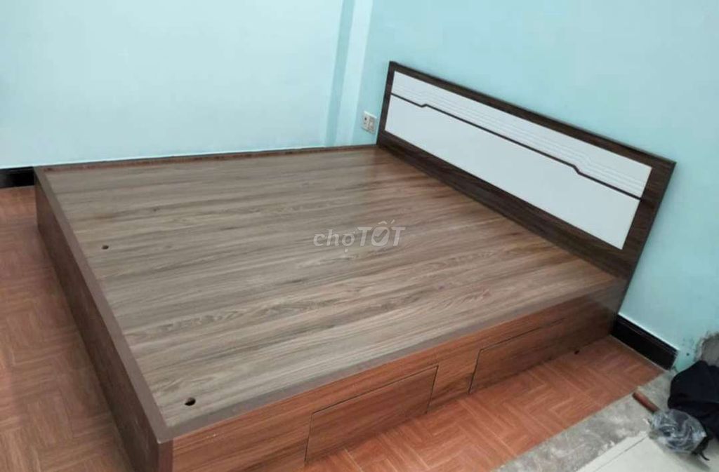 GIƯỜNG MDF GỖ CÔNG NGHIỆP 1M6*2M CÓ HỘP KÉO