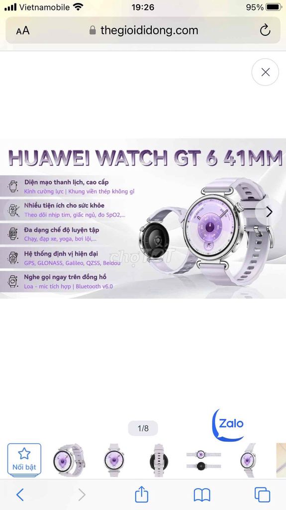 Huawei GT 6 41mm tím nguyên seal. Mua bán Thiết bị đeo thông minh tại Quận Thanh Khê Đà Nẵng được đăng bởi Châu hình 1