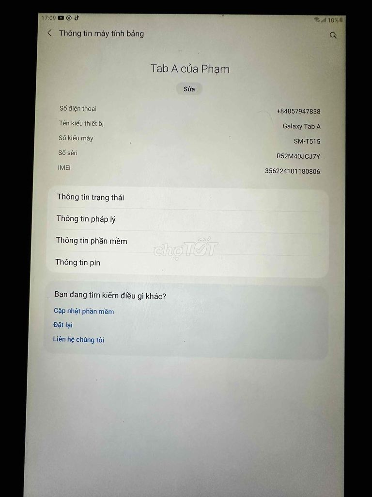 Samsung Tab A T515 cũ. Mua bán Máy tính bảng tại Quận 12 Tp Hồ Chí Minh được đăng bởi khanh khanh hình 1
