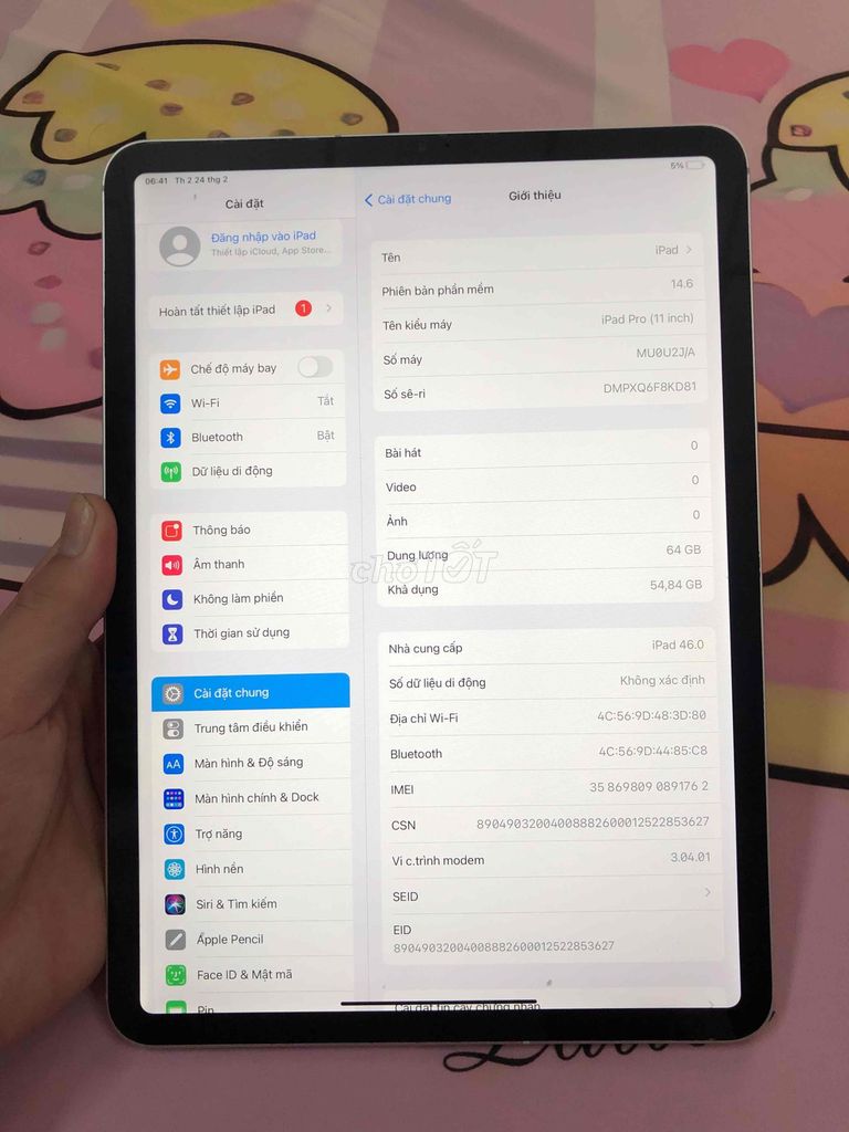 ipad pro 11" 2018 , ipad OS 14.6 . full chức năng