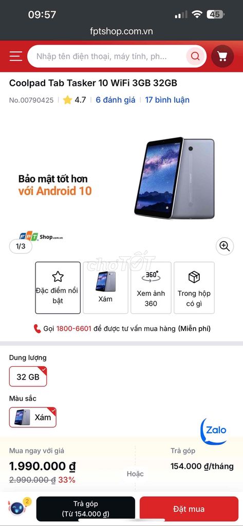 Máy tính bảng 10 inch 32GB Coolpad