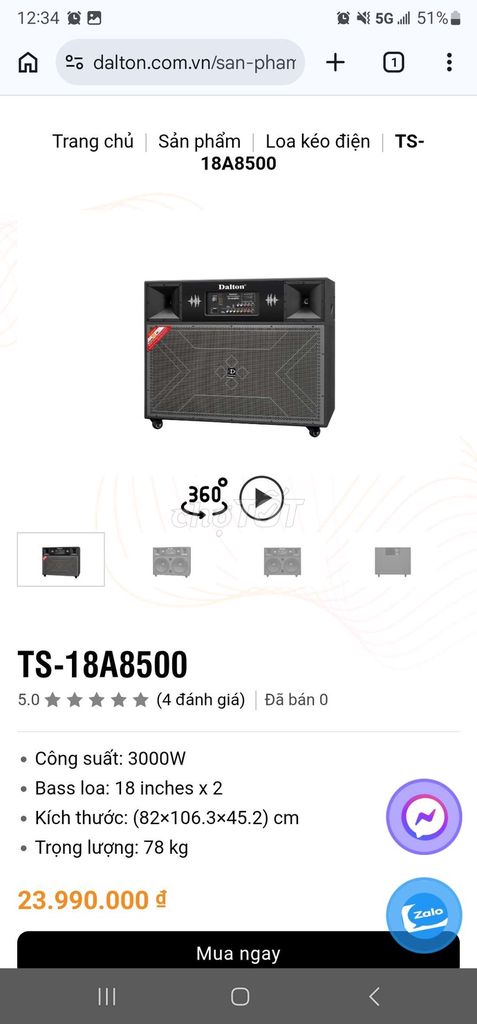 Loa kéo điện Dalton TS-18A8500 3000W. Mua bán Tivi, Âm thanh tại Thành phố Vũng Tàu Bà Rịa - Vũng Tàu được đăng bởi vantu hình 1