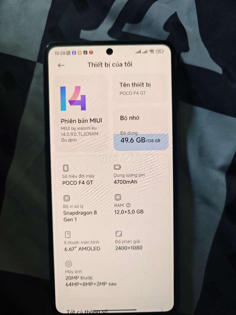 Xiaomi K50 gaming Poco F4 GT 12GB/128GB Đen. Mua bán Điện thoại tại Thành phố Dĩ An Bình Dương được đăng bởi Thành hình 1