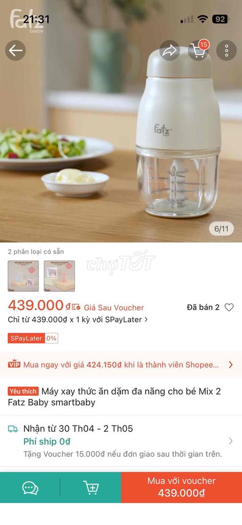 Máy xay ăn dặm Fatz Mix 2 Smartbaby Đã qua sử dụng. Mua bán Mẹ và bé tại Quận Hai Bà Trưng Hà Nội được đăng bởi Fannie hình 1