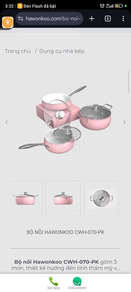 Bộ nồi Hawonkoo CWH-070-PK Hồng. Mua bán Dụng cụ nhà bếp tại Thành phố Dĩ An Bình Dương được đăng bởi Thanhdat hình 1