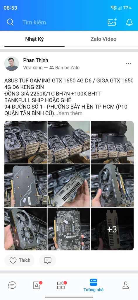 ASUS TUF GAMING GTX 1650 4GB D6 / GIGA 1650 4G D6. Mua bán Linh kiện (RAM, Card...) tại Quận Tân Bình Tp Hồ Chí Minh được đăng bởi Phan Thịnh hình 1