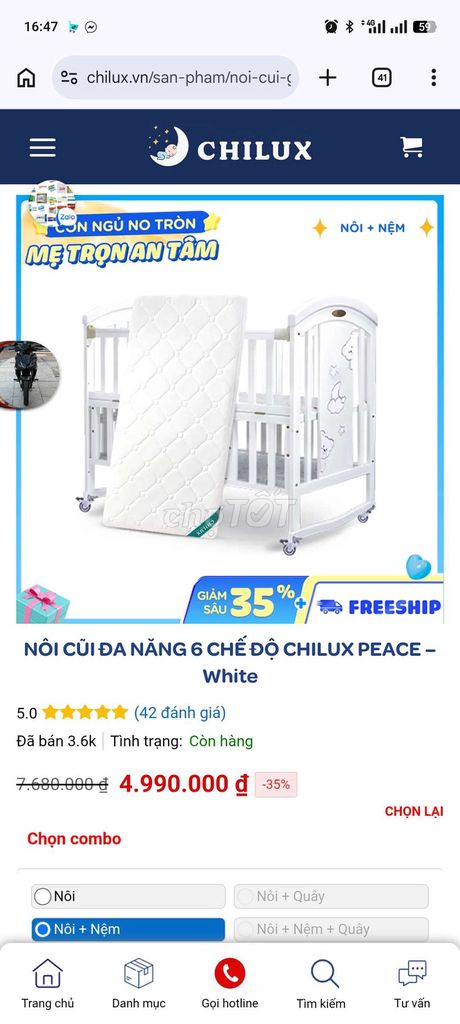 Nôi cũi CHILUX PEACE Trắng Gỗ. Mua bán Mẹ và bé tại Quận 11 Tp Hồ Chí Minh được đăng bởi LƯƠNG LÊ NHẬT QUANG hình 1