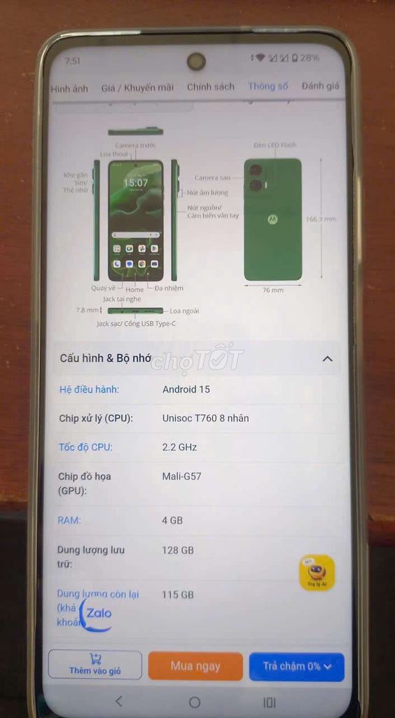 Motorola G35 128GB Xám. Mua bán Điện thoại tại Huyện Kế Sách Sóc Trăng được đăng bởi Gmobilsong hình 1