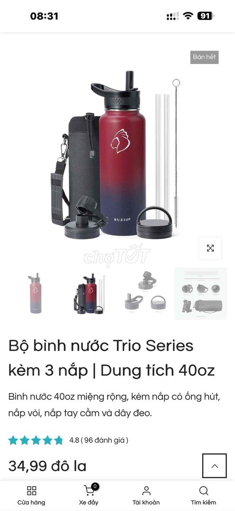 Bình giữ nhiệt BUZIO 40oz Đỏ. Mua bán Dụng cụ nhà bếp tại Thành phố Đà Lạt Lâm Đồng được đăng bởi An Nhiên hình 1