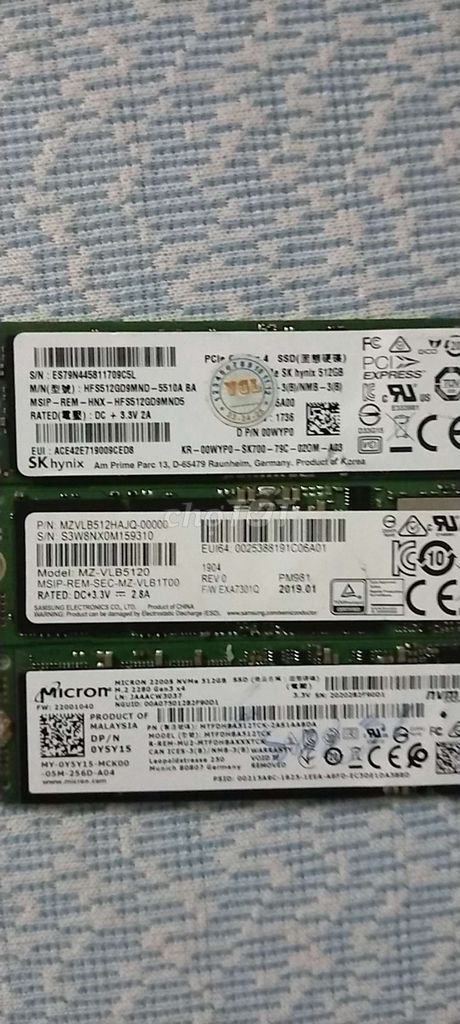 Ổ cứng M2 NMVE 512GB PCIe Gen 3 x4. Mua bán Linh kiện (RAM, Card...) tại Thành phố Vĩnh Long Vĩnh Long được đăng bởi CN Thiên Lương hình 1