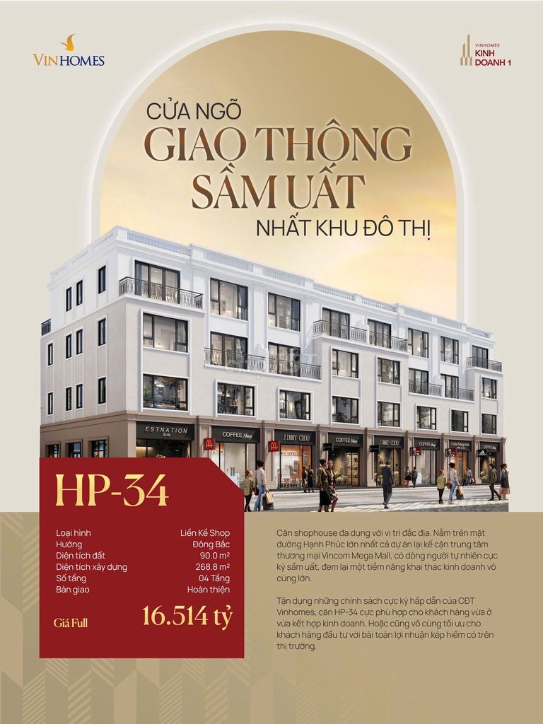 Căn Shophouse trục chính tại Vinhomes Royal Island - Vũ Yên, Hải Phòng