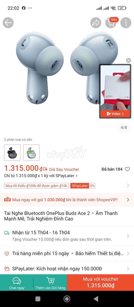 Tai nghe Bluetooth OnePlus Buds Ace 2 Trắng. Mua bán Tivi, Âm thanh tại Huyện Quảng Điền Thừa Thiên Huế được đăng bởi hàng boom lazada hình 1
