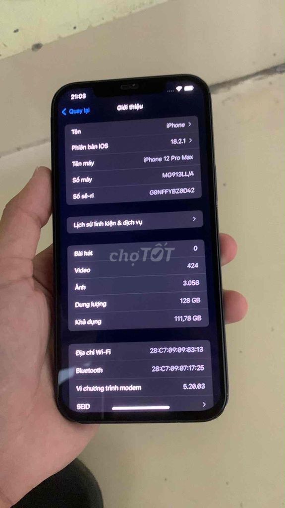 iPhone 12 Pro Max 128GB Đen Đã dùng. Mua bán Điện thoại tại undefined Yên Bái được đăng bởi Nguyễn Vinh hình 1