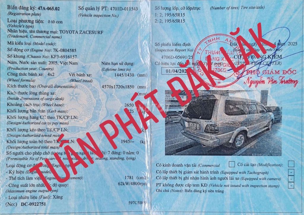 Toyota Zace Surf 2005 1 chủ mua mới gốc 47 xe đẹp. Mua bán Ô tô tại Huyện Ea Kar Đắk Lắk được đăng bởi Tuấn Phát hình 16