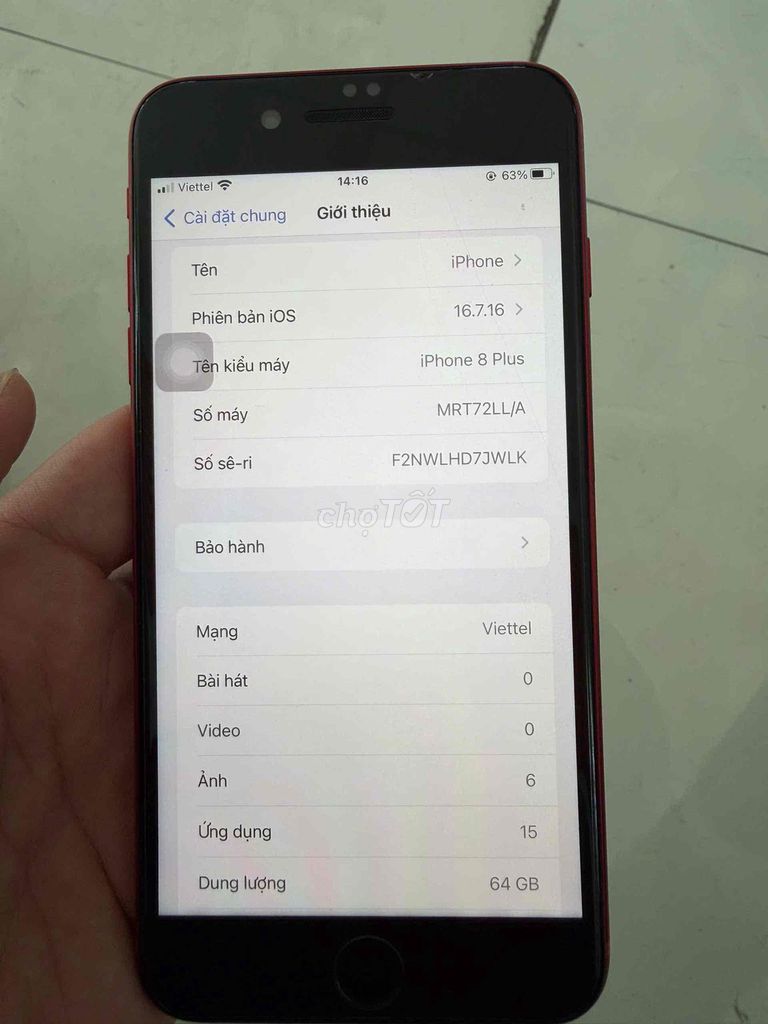 Apple iPhone 8 Plus 64GB Đỏ. Mua bán Điện thoại tại Thị xã Bến Cát Bình Dương được đăng bởi Lê Tú Tài hình 1