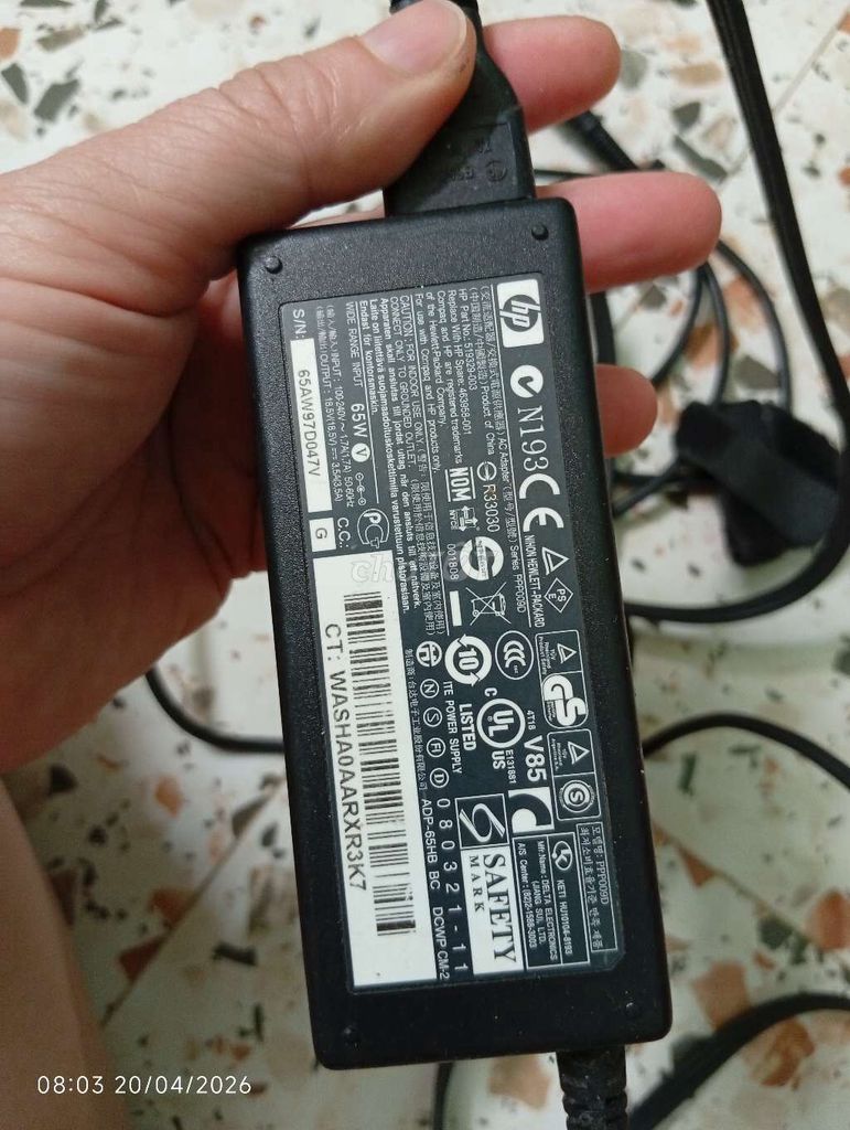 Sạc laptop HP 65W Đen. Mua bán Phụ kiện (Màn hình, Chuột...) tại Huyện Kiến Thuỵ Hải Phòng được đăng bởi Lam Tước Bóng Đêm hình 1