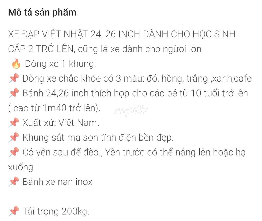 Bán Xe đạp Việt Nhật Mới 95%. chạm đất vài lần