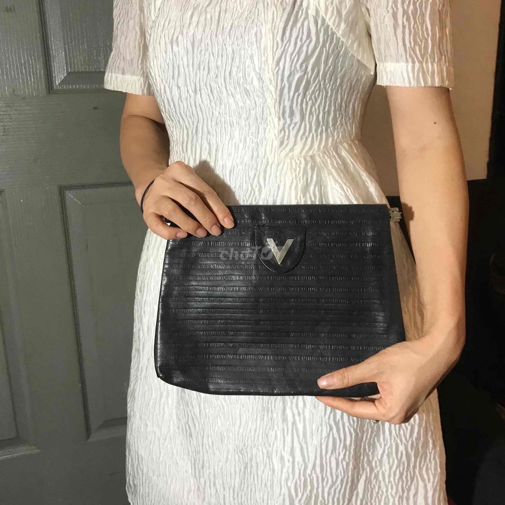 Túi ví cầm tay Valentino vintage da thật