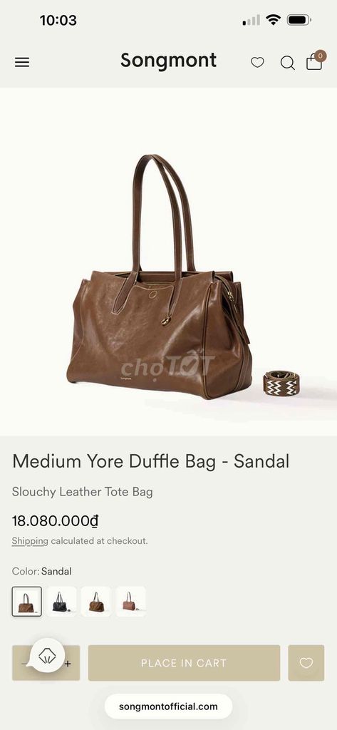 Songmont Medium Yore Duffle Nâu Da bò Nữ. Mua bán Túi xách tại Quận Cầu Giấy Hà Nội được đăng bởi Trúc Hương hình 1