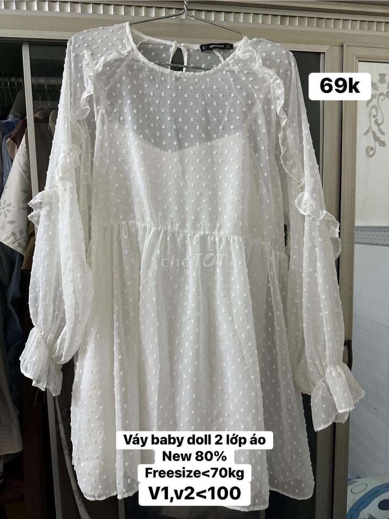 Váy baby doll nữ trắng Freesize Mới 80%. Mua bán Quần áo tại Huyện Châu Thành Kiên Giang được đăng bởi Trân hình 1