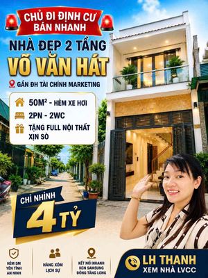 (4.4tỷ) Bán nhà 2 tầng Võ Văn Hát gần Đh Tài chính Marketing, hẻm 5m