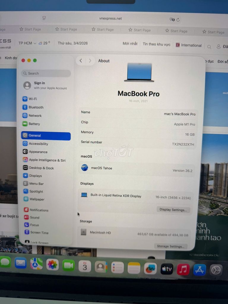 MacBook Pro 16 M1 Pro 16GB/512GB. Mua bán Laptop tại Thành phố Thủ Đức Tp Hồ Chí Minh được đăng bởi Trang Tran hình 1
