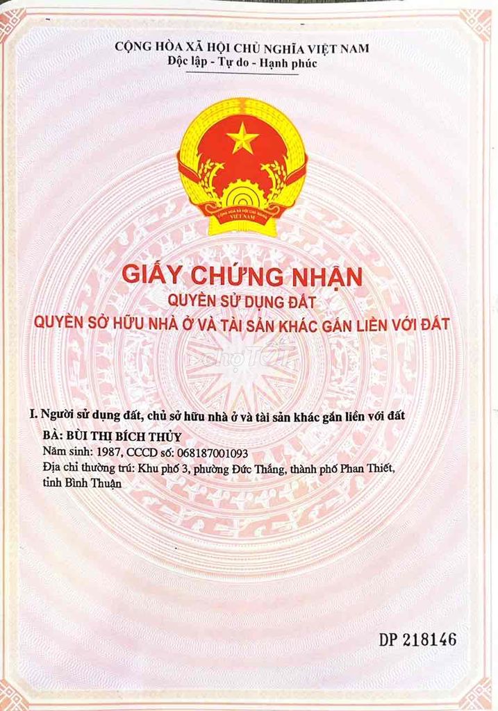 cần bán 134,2m2 đất thổ cư nằm ở vị trí đắc địa tp. Phan Thiết