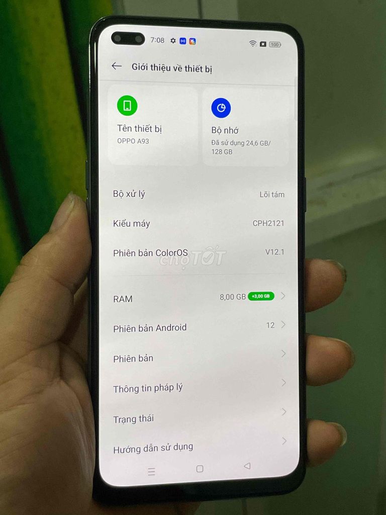 OPPO A93 128GB Trắng 8GB Like New. Mua bán Điện thoại tại Quận Hải Châu Đà Nẵng được đăng bởi Bình Bùi Store hình 1