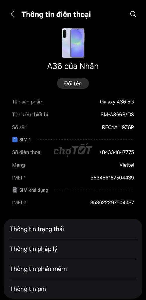 Samsung Galaxy A36 5G Trắng. Mua bán Điện thoại tại Thành phố Huế Thừa Thiên Huế được đăng bởi batien sambatien hình 1