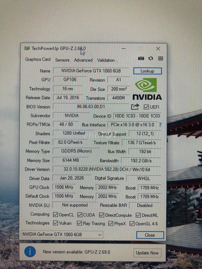 Card đồ họa NVIDIA GeForce GTX 1060. Mua bán Linh kiện (RAM, Card...) tại Huyện Cần Đước Long An được đăng bởi hoàng hình 1