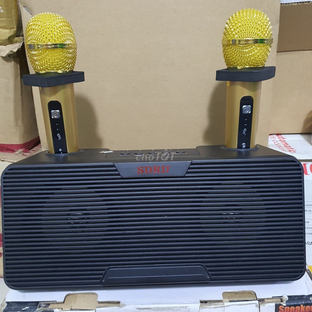 Loa bluetooth SDR 302 kèm 2 mic karaoke mini