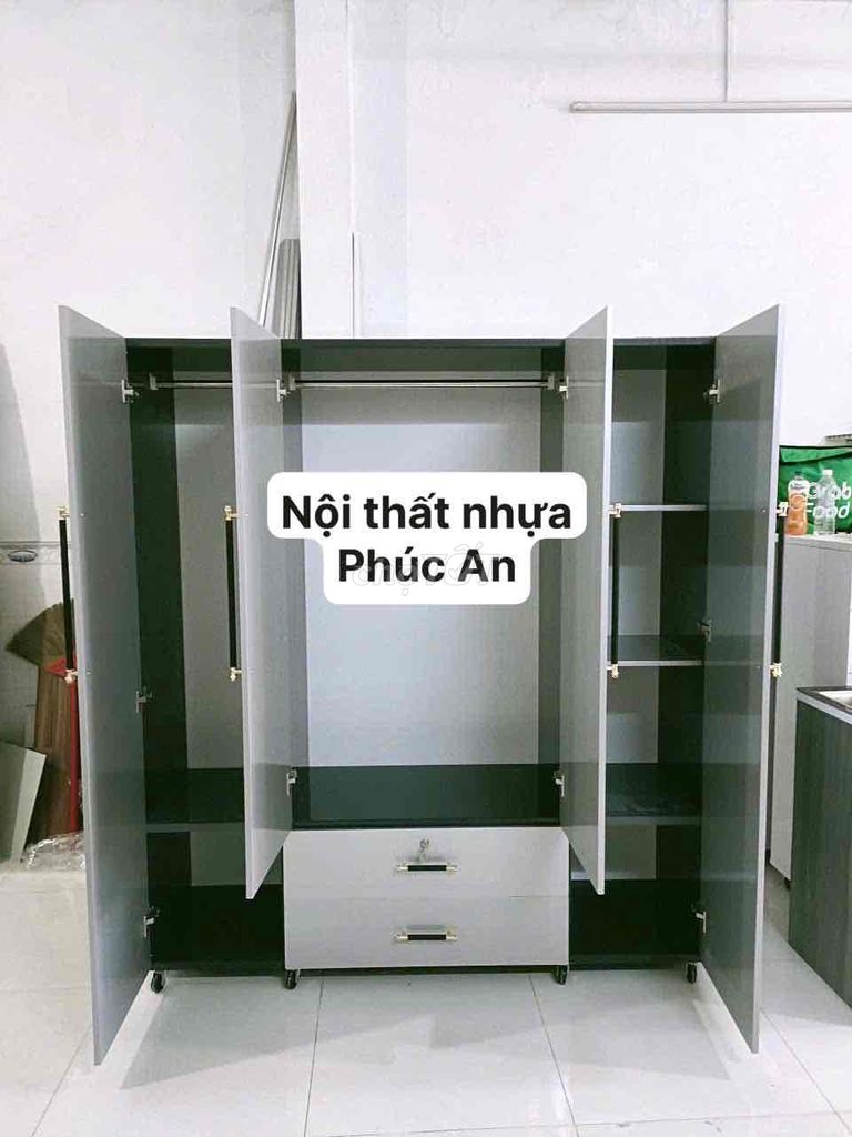 tủ quần áo 4 cánh mở kết hơợp hộc kéo tiện lợi