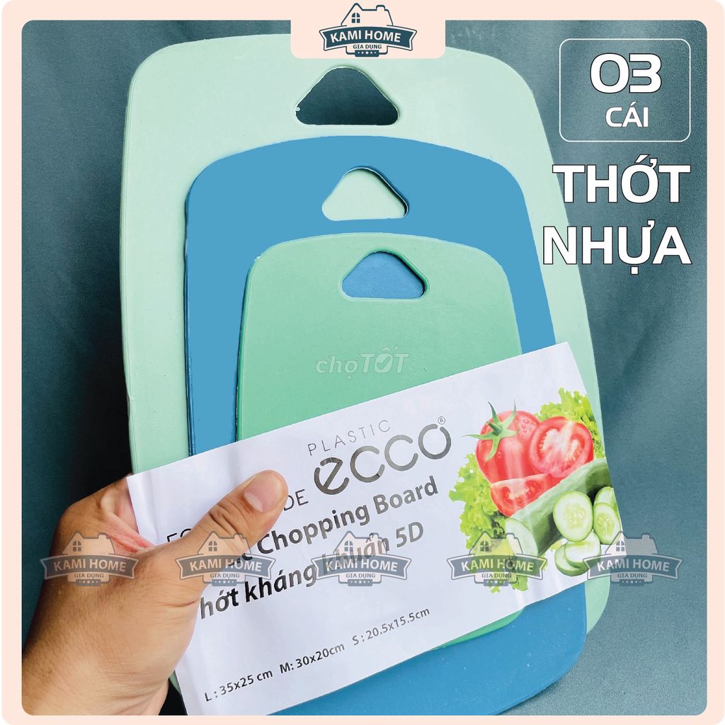 Set 3 thớt nhựa kháng khuẩn nhiều kích thước