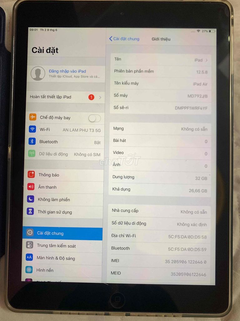 Apple iPad Air 32GB Xám. Mua bán Máy tính bảng tại Quận Đống Đa Hà Nội được đăng bởi Ng an hình 1