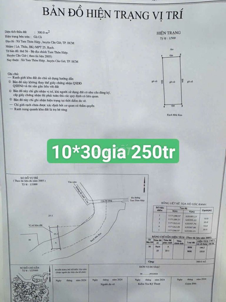 Bán đất giấy tờ tây xã tâm thôn hiệp huyện cần giờ