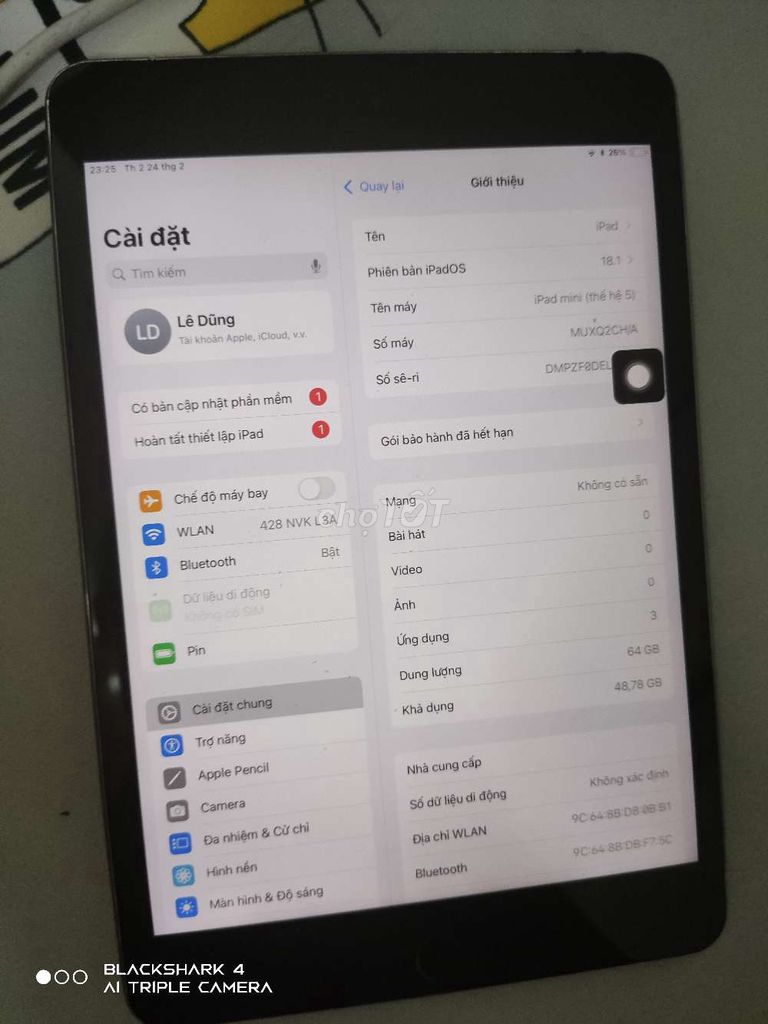 Bán or gl ipad mini 5 4g + wifi