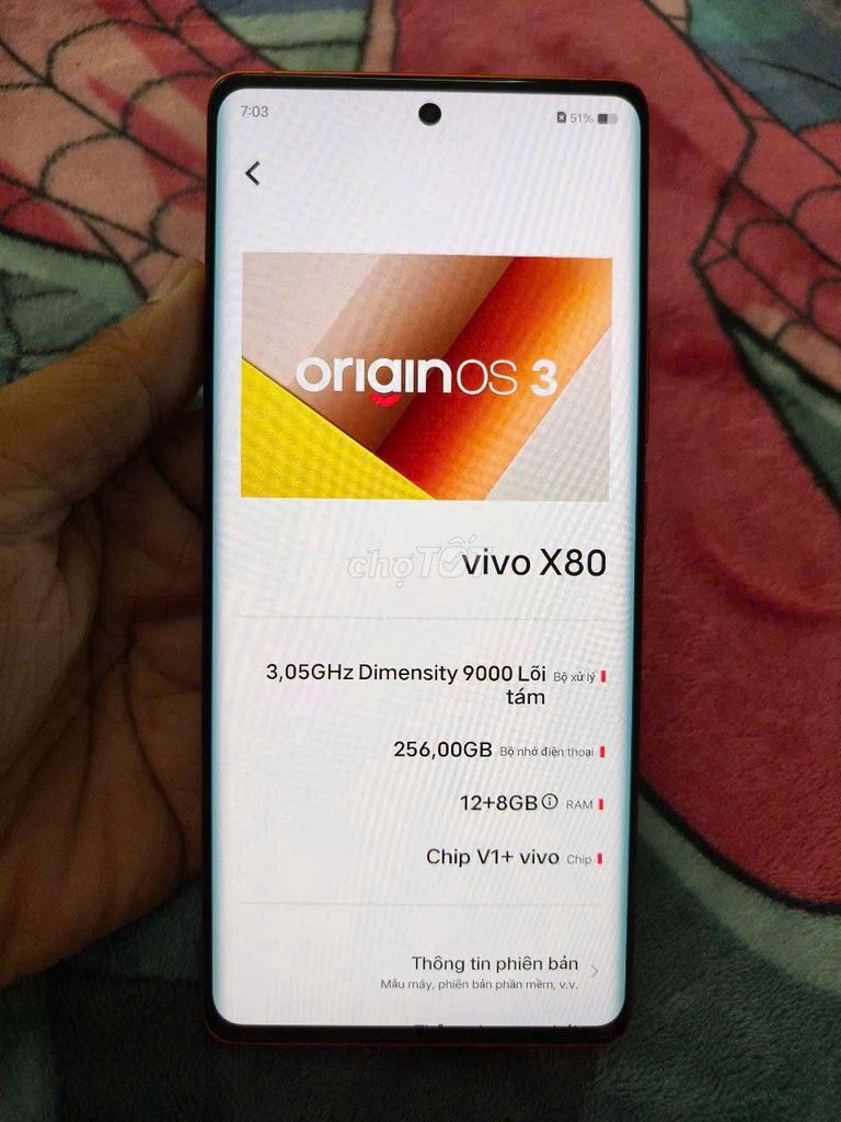 Vivo X80 12/256 nguyên zin, đẹp 99%