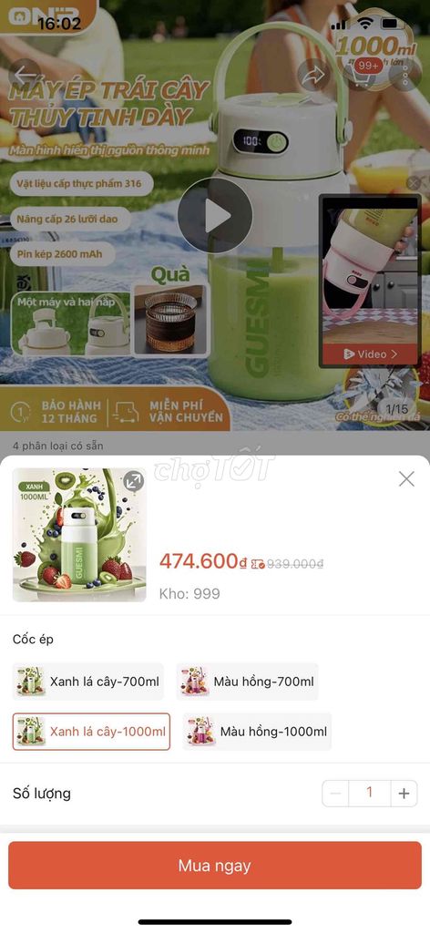 Dư dùng cần bán  Máy xay sinh tố GUESMI 1000ml. Mua bán Bếp, lò, đồ điện nhà bếp tại Thành phố Nha Trang Khánh Hòa được đăng bởi Nga Trần hình 1