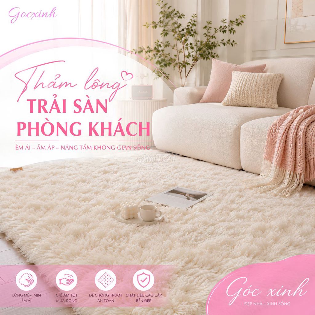 Thảm phòng khách Gocxinh Lông Trắng. Mua bán Nội thất, đồ gia dụng khác tại Quận 12 Tp Hồ Chí Minh được đăng bởi Gocxinh hình 1