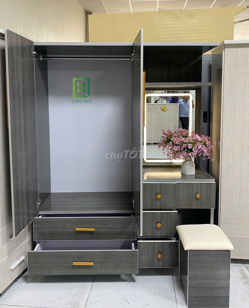 Tủ nhựa Quang Hùng Xám 1m45x1m8x45cm. Mua bán Tủ, kệ gia đình tại Thành phố Bà Rịa Bà Rịa - Vũng Tàu được đăng bởi Nội Thất Quang Hùng TD hình 1