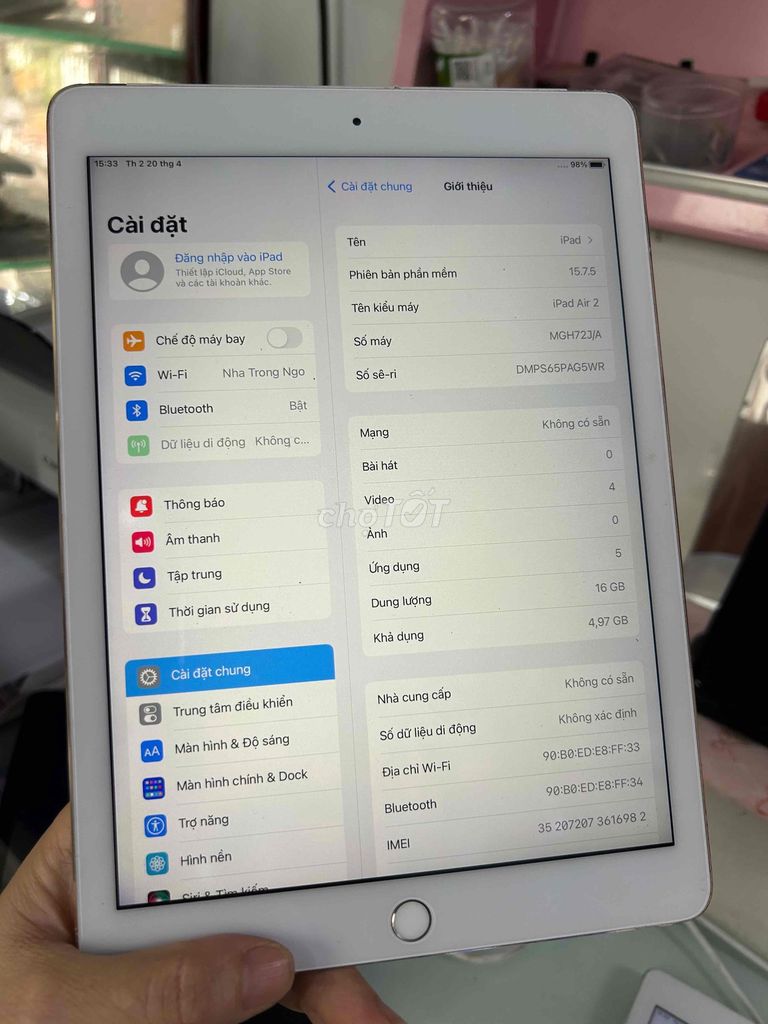 Apple iPad Air 2 16GB Vàng. Mua bán Máy tính bảng tại Quận Dương Kinh Hải Phòng được đăng bởi Thanh Loan hình 1